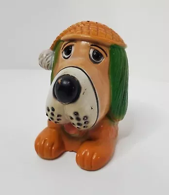 Vintage Sleepy Dog Hound Hard Plastic Small Piggy Bank With Stopper Kitschy • $12