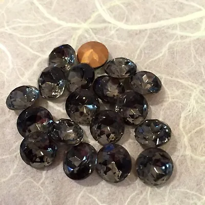 N126 Vintage Czech SS48 Black Diamnd Faceted Glass Stones Gold Foiled (16 Pcs) • $5.99