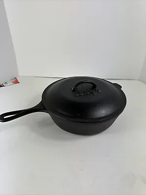 Vintage Lodge Cast Iron Cookware Skillet 8 Cf Made In USA 10 1/4 Inch With Lid • $39.99