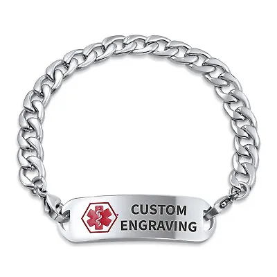 Personalized Identification Medical Alert ID Bracelet Stainless 8.5 In • $28.99