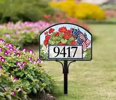 Yard Design Address Marker House Number Magnetic Sign USA FLAG Patriotic 💗tw • $17