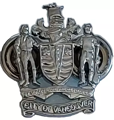 City Of Vancouver Silver Toned Screwback Lapel Pin • $6.95