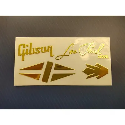 2Pcs GIBSON LES PAUL Electric Guitar Headstock SelfAdhesive Metal Sticker Golden • $23.99