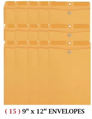 ( 15 ) 9x12 Manilla Brown Kraft Clasp Catalog Envelopes Letters Mailers Mailing • $13.99