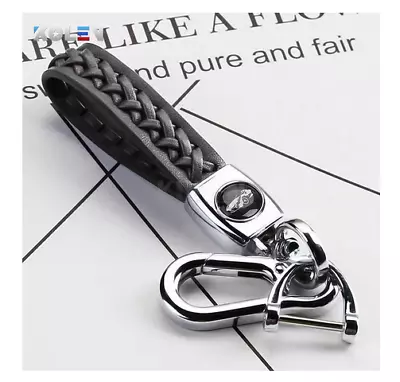 Car Keychain Metal Key Ring Auto Accessories Emblem Black Braided For Kia Toyota • $26.99