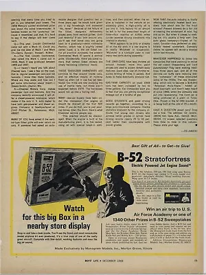 1968 Monogram Models Ad: B-52 Stratofortress Model Kit - Morton Grove Illinois • $17.76