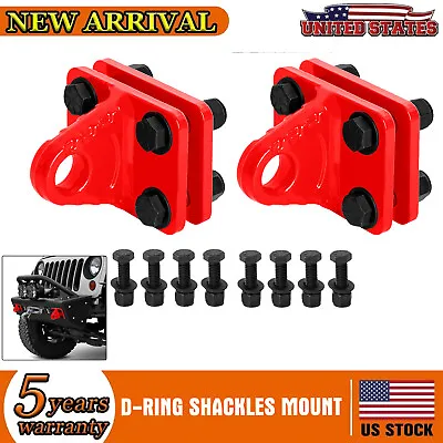 Pair D-Ring Shackles Mount With Backer Plate 5 TON Bolt On Clevis Mount Bumper • $33.99