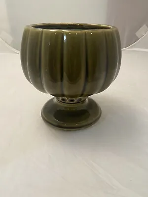 Vintage USA 491 McCoy Green Glazed Pottery Pedestal Planter Mid Century 6  • $14.99