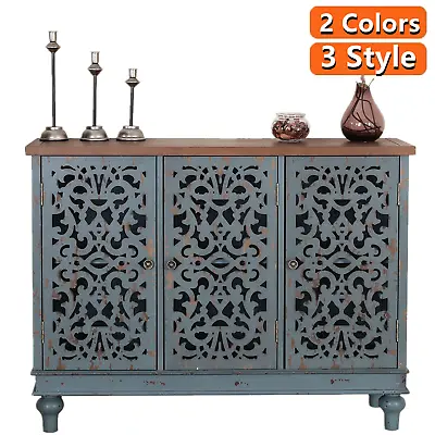 Storage Cabinet With Doors Buffet Sideboard Vintage Antique Retro Accent Cabinet • $235.99