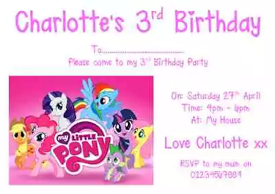 Personalised Photo Paper Card Party Invites Invitations MY LITTLE PONY • £3.49