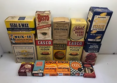 Lot Of 17 Antique Vintage Old Food Containers Mostly Full - Free Shipping • $39.95