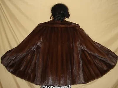 Stunning Top Quality Mahogany Mink 60  Swing Fur Jacket Size 8-10 FREE SHIPPING • $186.88