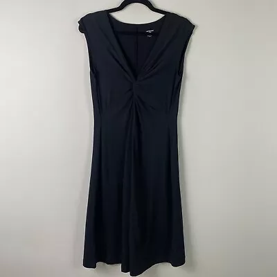 Patagonia Bandha Dress Black Twist Front Sleeveless Stretch V-Neck Size Large • $24.95