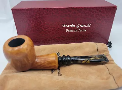 Mario Grandi UNSMOKED Tobacco Pipe Light Brown Bowl Mouth Piece W/ Gold Swirl • $199.99