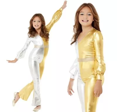$33.89 • Buy Childs Girls Super Chic 1970s Disco Fancy Dress Costume Kids 70s Outfit Smiffys