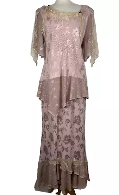 Spencer Alexis Pink Romantic Rayon Funky Blouse Long Skirt Art To Wear Outfit 12 • £76.99