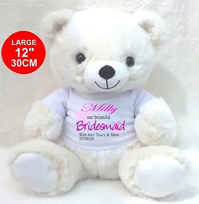 £11.99 • Buy Personalised Cream Teddy Bear 30cm/12   Bridesmaid Flower Girl Wedding Gifts