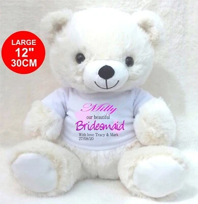 £11.99 • Buy Personalised Cream Teddy Bear 30cm/12   Bridesmaid Flower Girl Wedding Gifts