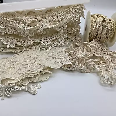 608 Vintage Ivory/Cream Lace & Remnants: Costumes Cosplay Shabby Chic Lot #3 • $20