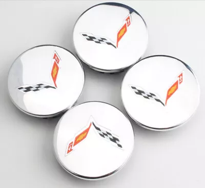 $59.99 • Buy Four Chrome 2.67 Inch BLACK Red Chevrolet CORVETTE C7 Z06 RIM Wheel Center Caps