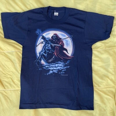 $99 • Buy Screen Stars Grim Reaper Horse Rider Vintage 1989 Albert JRS Enterprises Shirt M