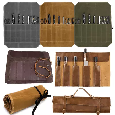 $17.49 • Buy Chef Knife Bag Roll Case Kitchen Storage Pocket Portable Large 5 Or 7 Slot Case