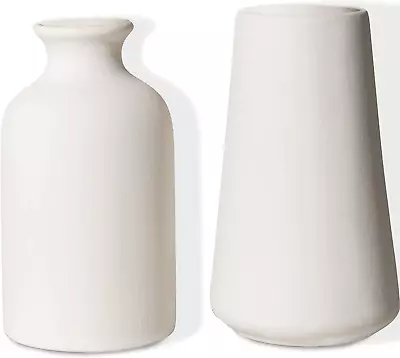 Set Of 2- Classic White Ceramic Vases Tall Vases For Flowers For Living Room D • £20.16