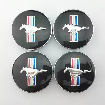 4 Black Wheel Center Caps For Mustang Cobra GT Horse Rim Hub Hubcaps 60MM • $20.88