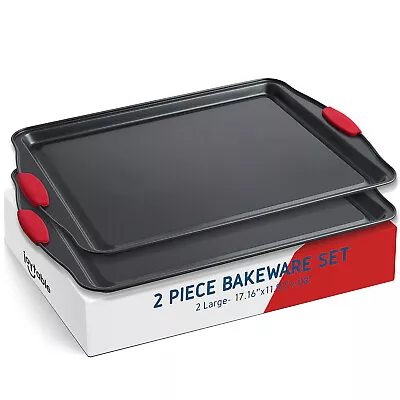 2 Piece Baking Sheet Pan Set Joytable Nonstick Steel Durable Large Cookie Sheets • $23.99