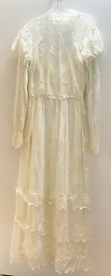 Alfred Angelo Vintage 90's Wedding Lace Long Sleeve Gown Dress Pearl Beads XS • $15.50