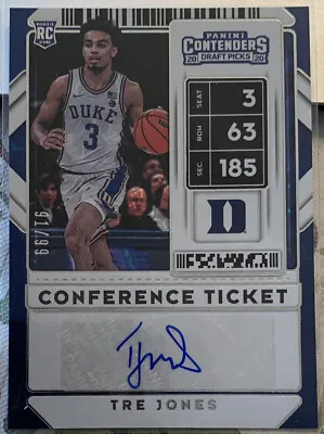 Tre Jones Duke Basketball Panini Autograph Rookie Card Auto Mike Krzyzewski /99 • $19.99