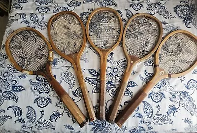 5 Vintage Tennis Rackets Early 1900's Wright Ditson. Spalding Narragansett... • $75
