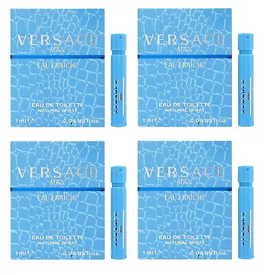 4 Vial Sample VERSACE EAU FRAICHE Cologne Men 0.03 Oz 1 Ml Eau De Toilette Spray • $11.95