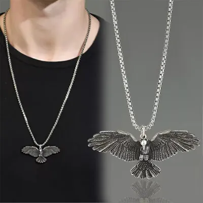 New  Fashion Simple Crow Raven Eagle Men's And Women's Pendant Necklace G TjM Sb • £4.90