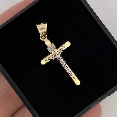 9ct Yellow Gold Crucifix Cross Pendant 22mm X 14mm • £57