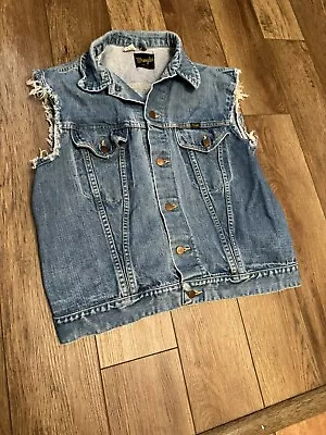 Vintage 70s 80s Wrangler Denim Cut Off Jacket Size 44 • $2