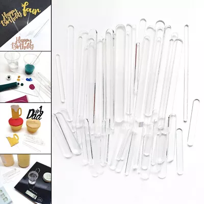 Acrylic Sticks Multi Use Craft Cake Topper Sticks Cupcake Sticks Stirring Sticks • £3.99