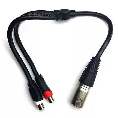 NEW XLR Male 3-Pin Plug To 2-RCA Female Jacks Stereo Microphone Adapter 1' Cable • $9.49