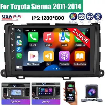 For Toyota Sienna 2011-2014 Radio Car Stereo Apple Carplay Android GPS Nav W/Cam • $129.99