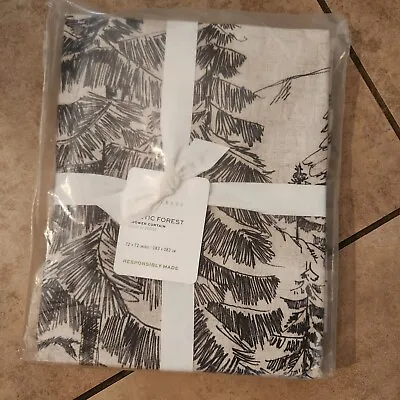 NEW Pottery Barn Rustic Forest Winter SHOWER Curtain Deer Stag Alpine FLAX • $75.75