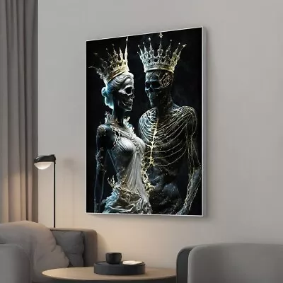 Gothic Fantasy King And Queen Skeleton Canvas Unframed Print Art • $18.72