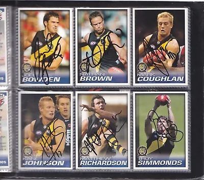 $90 • Buy AFL 2005 SUNDAY TIMES RICHMOND TIGERS SIGNED CARDS X 6