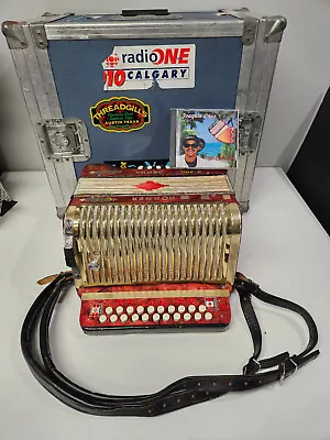 VTG HOHNER CORSO GB ACCORDION WHITE BUTTON ON RED Flight Case Joaquin Diaz • $699.99