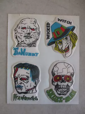 Universal Monsters Frankenstein Mummy Skull-man Vtg Unused Puffy 4 Sticker Set • $9.99