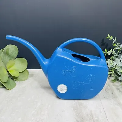 Vintage Misco Blue Watering Can Butterflies Garden Plants 56 OZ. • $19.99