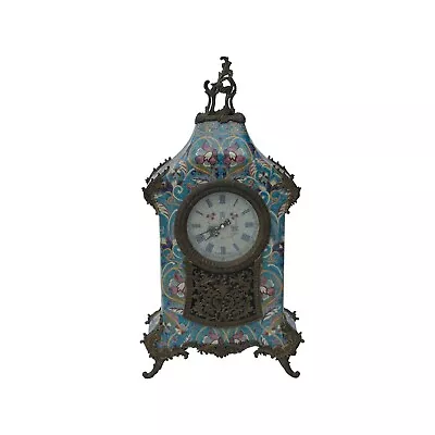 Vintage Chinese Turquoise Ceramic Metal Frame Western Clock Display Ws3526 • $643.50