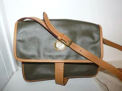 Victor Hugo Vintage Shoulder Bag Olive Green & Brown Leather & Dust Bag • $39.99