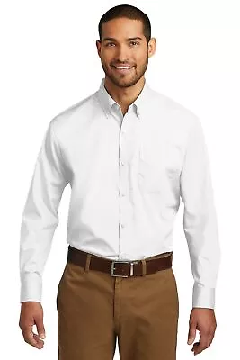 Port Authority TW100 Mens Big & Tall Long Sleeve Carefree Poplin Dress Shirt • $29.76