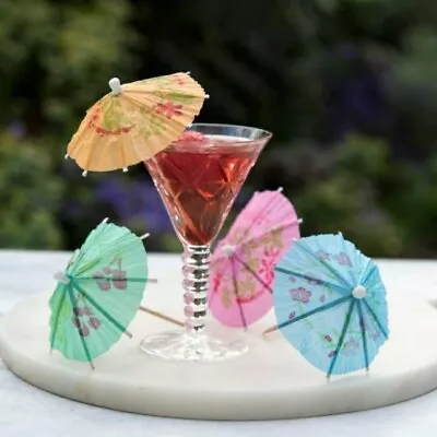 X72 Cocktail Paper Umbrellas Party Tiki Garden Decorations Colourful Summer Fun • £3.99