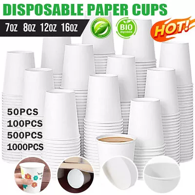 Disposable Coffee Cups 4/ 8 /12/16 /18 Oz Bulk Takeaway Paper  Wall Take Away • $14.45